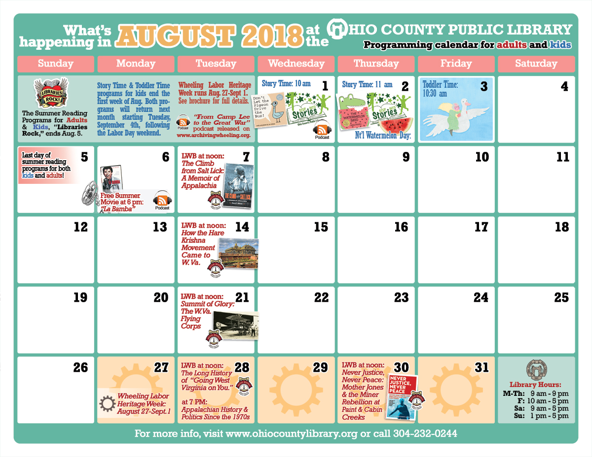 OCPL Programming Calendar: August 2018