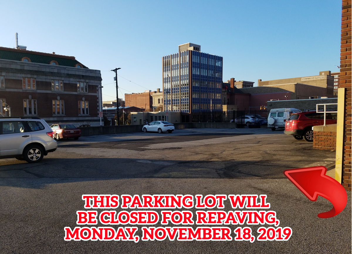 OCPL Main Parking Lot Closed Monday, November 18, 2019