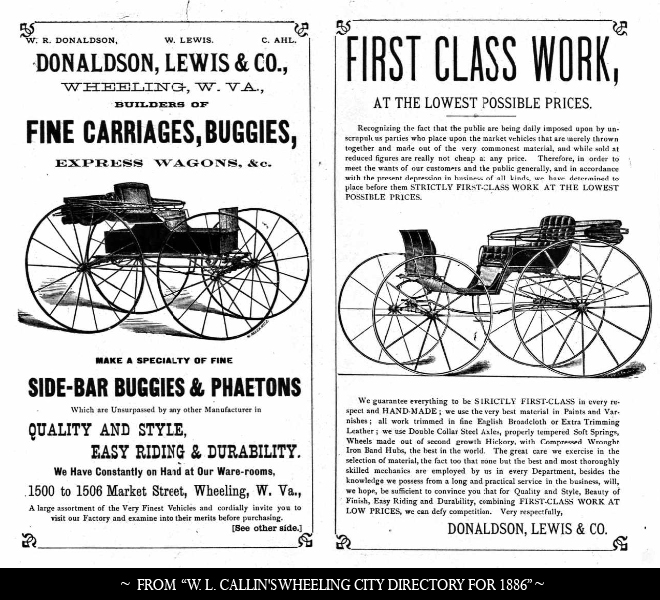 Advertisement from Callin's Wheeling City Directory, 1886: Donaldson, Lewis & Co.