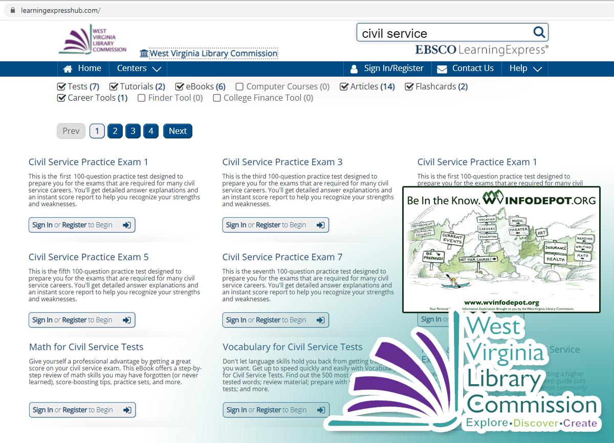 Civil Service Exam Practice Test Available from Learning Express Library Courtesy the West Virginia Library Commission