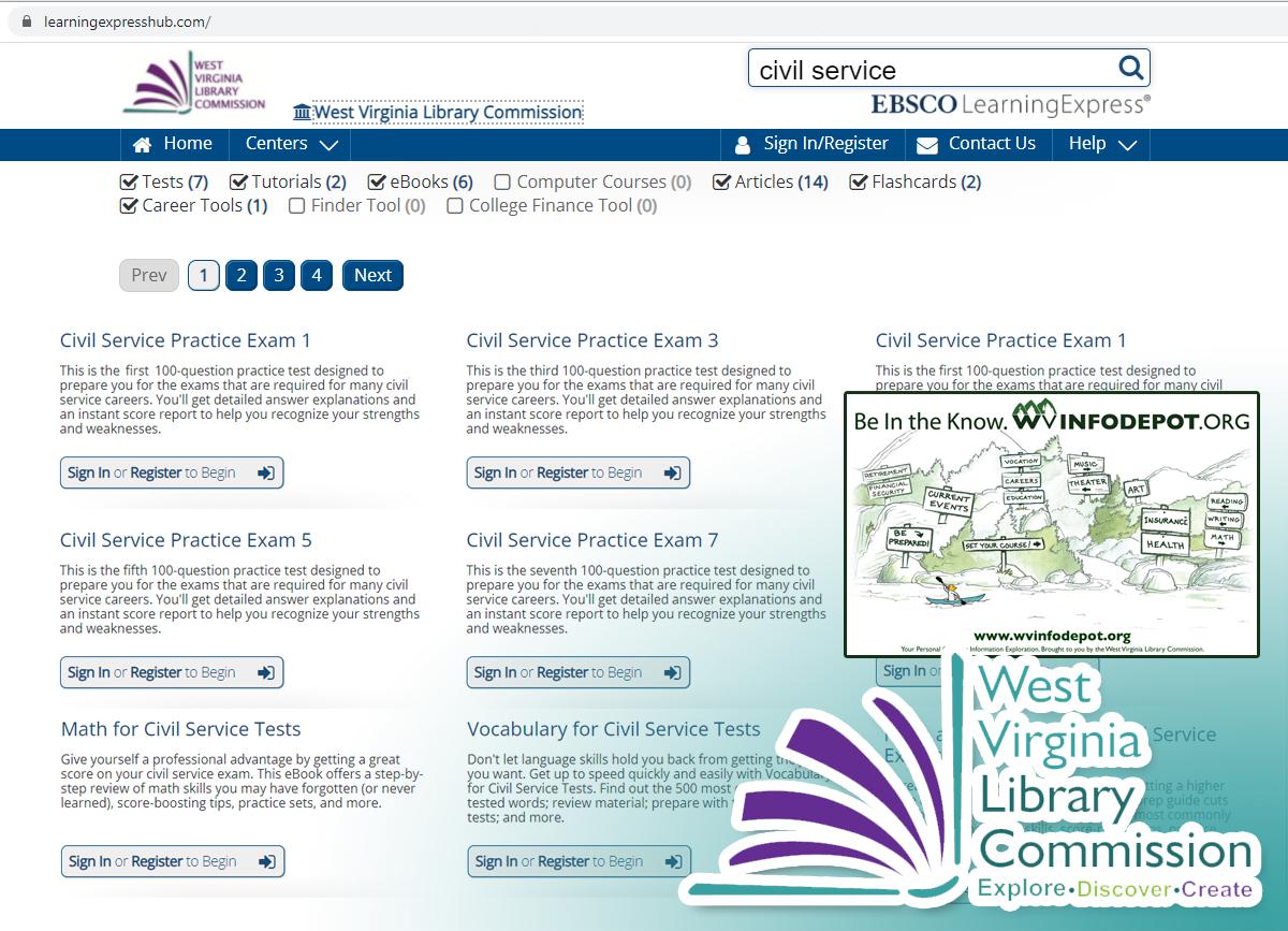 Civil Service Exam Practice Test Available from Learning Express Library Courtesy the West Virginia Library Commission