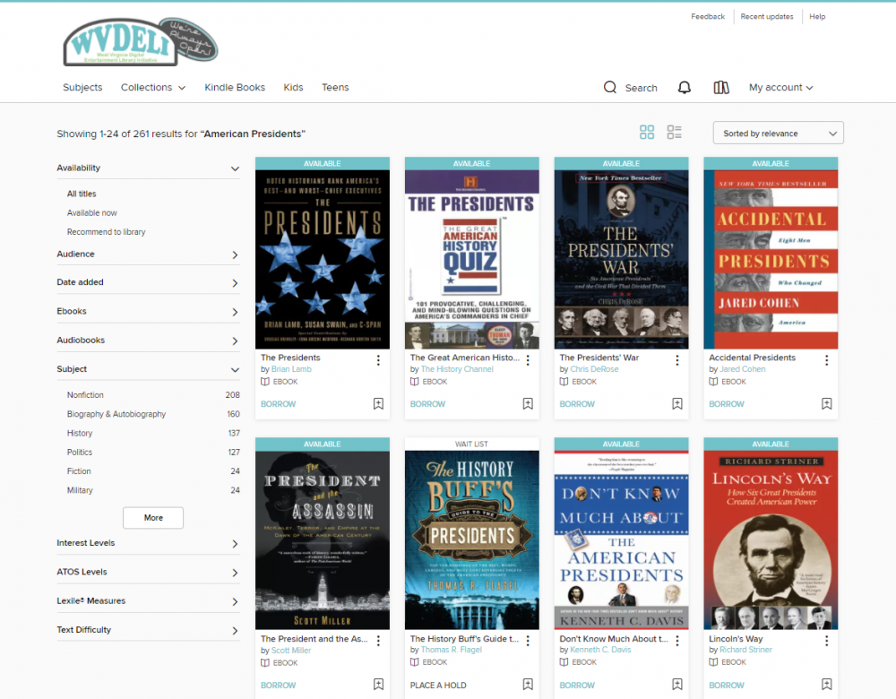 Books about American Presidents available through WVDeli