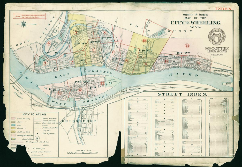 Image of Index Page of 1901 Atlas of the City of Wheeling
