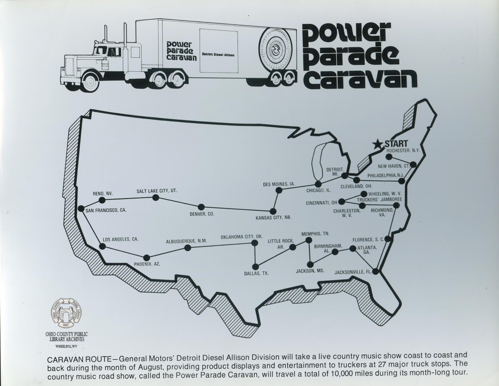Power Parade Caravan Route. Photo from the Ohio County Public Library Archives.