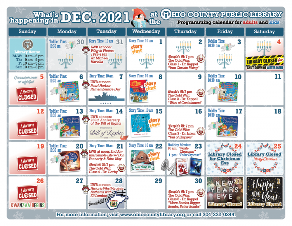 December 2021 OCPL Programming Calendar