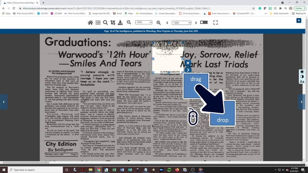 Creating a newspaper clipping - step 3: Expand crop box to cover the entire article