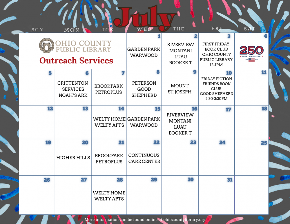 July 2026 Outreach Calendar