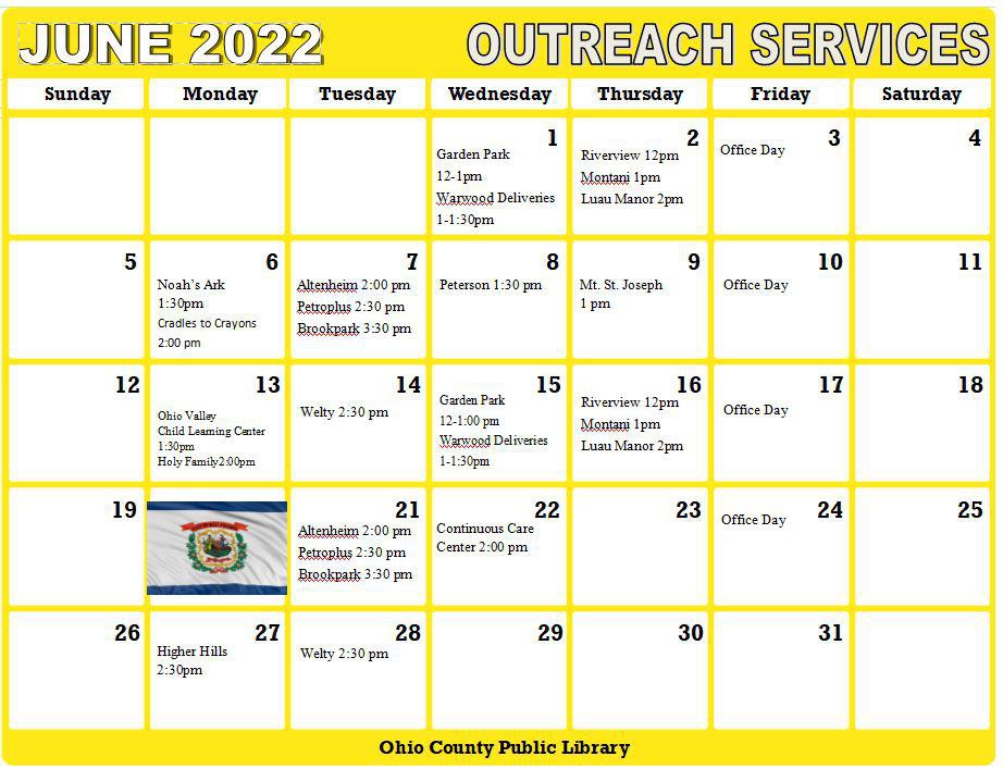 June 2022 Outreach Calendar