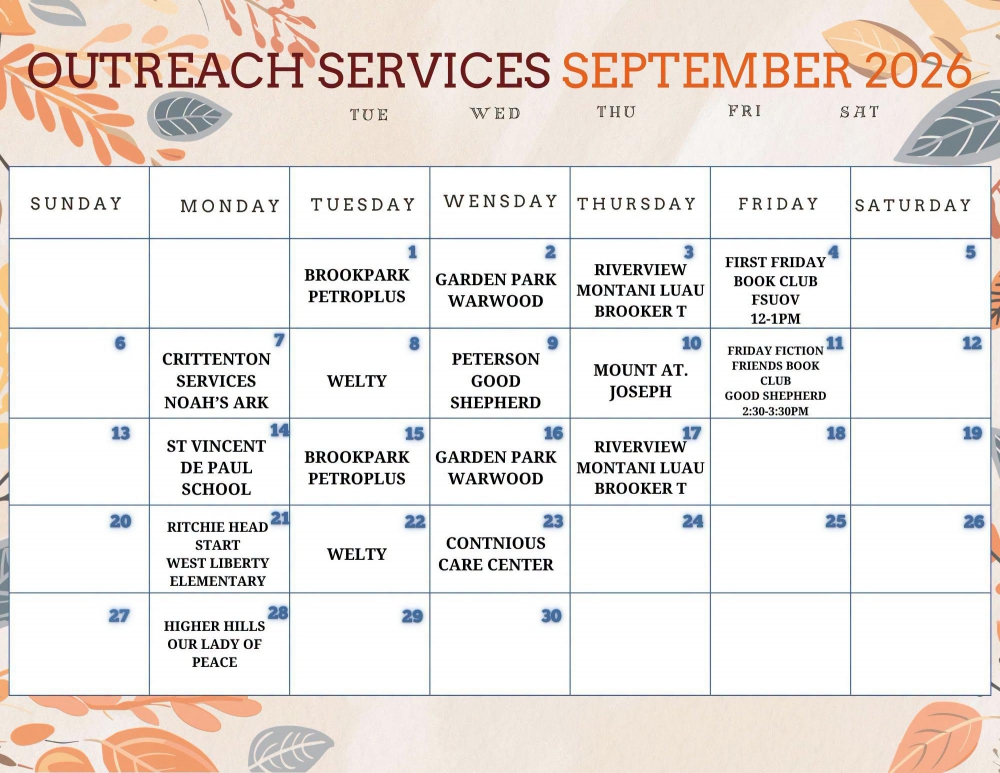 September 2026 Outreach Calendar