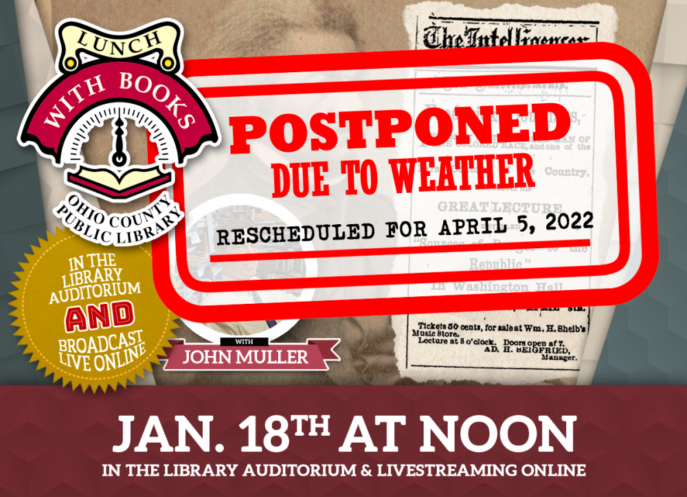 January 18th Lunch With Books postponed 