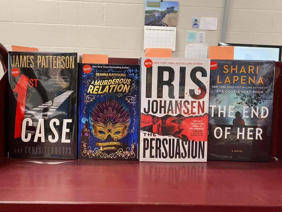 New Mysteries Available for curbside pick-up at the Library - 1st Case by James Patterson, A Murderous Relation by Deanna Raybourn, The Persuasion by Iris Johansen, The End of Her by Shari Lapena