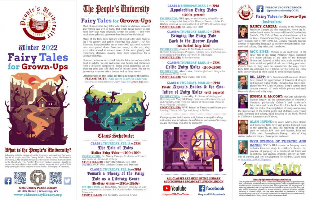 Download a pdf file of the People's University, Fairy Tales for Grown-Ups brochure
