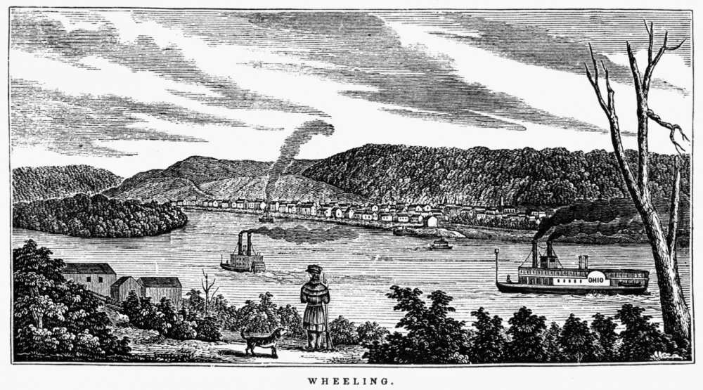 Depiction of Wheeling prior to the Suspension Bridge