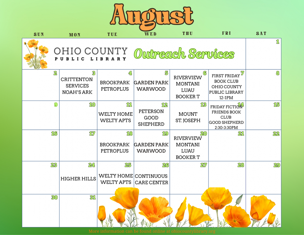 August 2026 Outreach Calendar