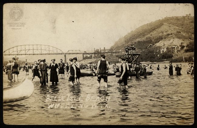 View of the Terminal Bridge from Belle Isle, circa 1914