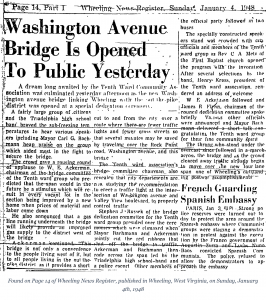 Wheeling News Register, Page 14, Sunday, January 4th, 1948 .