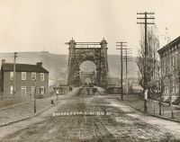 The Wheeling Suspension Bridge from Wheeling Island.