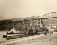 A replica of Fulton's second steamboat "the Old New Orleans," built in Pittsburgh, arrived here in October, 1911, on her way south to the city of her name.  Admission was 25 cents for a trip aboard.