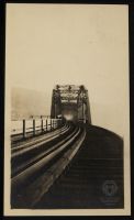 Looking down the tracks of the Wheeling Terminal Bridge from Wheeling towards Martin's Ferry, circa 1913