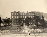 Wheeling Female College. A famous girl's school until 1889, when it was converted to a hospital. It stood on the site of the present Ohio Valley Medical Center.