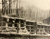 The ruins of the old burial vaults in the old Catholic cemetery on the hill above Reyman's brewery.