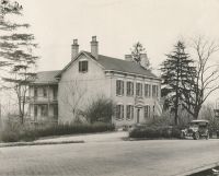 This old tavern was built by Samuel Carter and later sold to G.W. Stamm, grandfather of Mrs. O.W. Burdats. It stood opposite Wheeling Park on National Road. Many famous people stopped at this tavern, including Martin Van Buren in 1848.