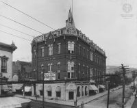 The Grand Theatre. This structure stood on the corner of 12th and Market Streets. It was one of the old Wheeling's most popular theatres. The German Band occupied the ground floor.