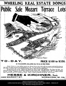 Real Estate advertisement for lots in Mozart Terrace, May, 1906