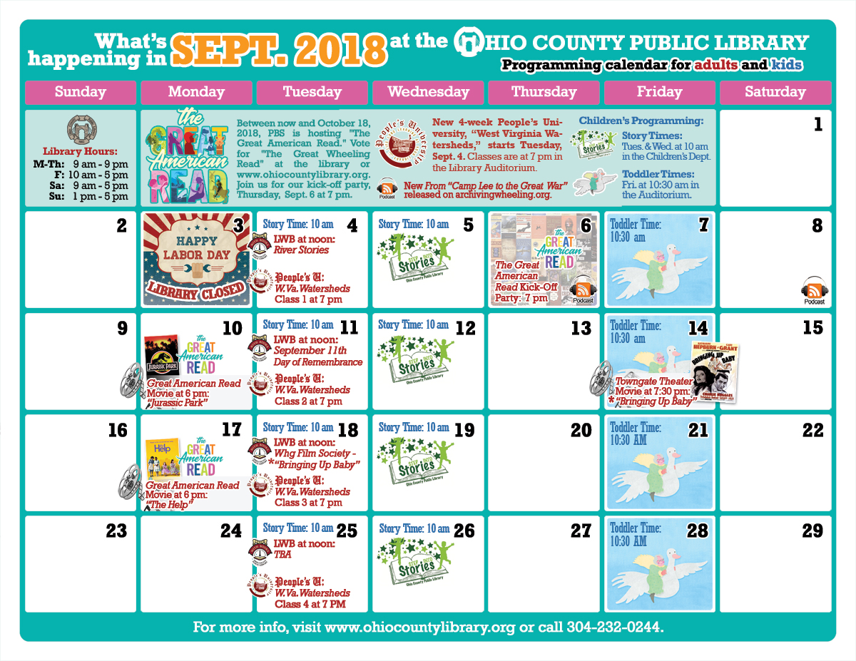 OCPL Programming Calendar: September 2018