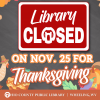 Library Closed Thursday, Nov. 25., for Thanksgiving