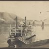 Steamer Princess moored on the Bellaire side of the Ohio River with the B&O Stone Viaduct Bridge in the background.