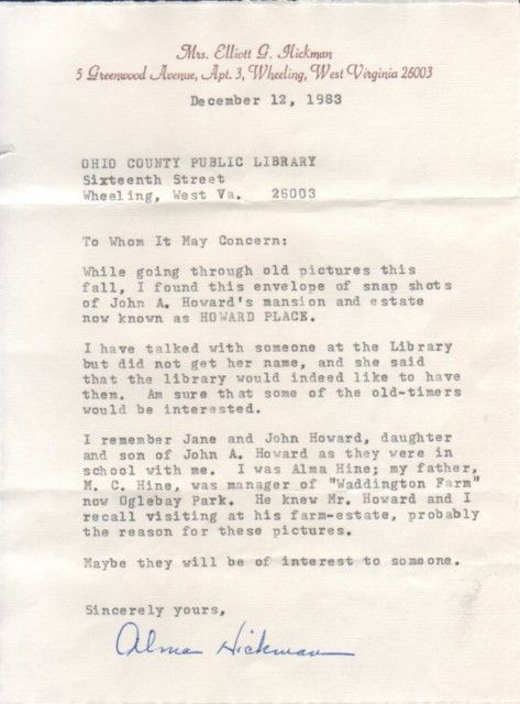 Letter from Alma Hickman