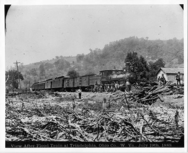 Train at Triadelphia after 1888 Flood
