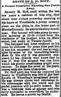 Beverly M. Eoff: Obituary from the Wheeling Intelligencer, Jan. 3, 1887