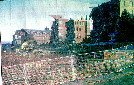 Old Wheeling Hospital in North Wheeling, being demolished, 1997